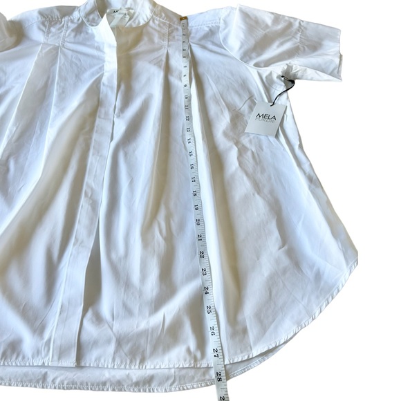 Mela Purdie SS Tuck Shirt White Button Down Blouse Size Medium relaxed - Picture 15 of 16